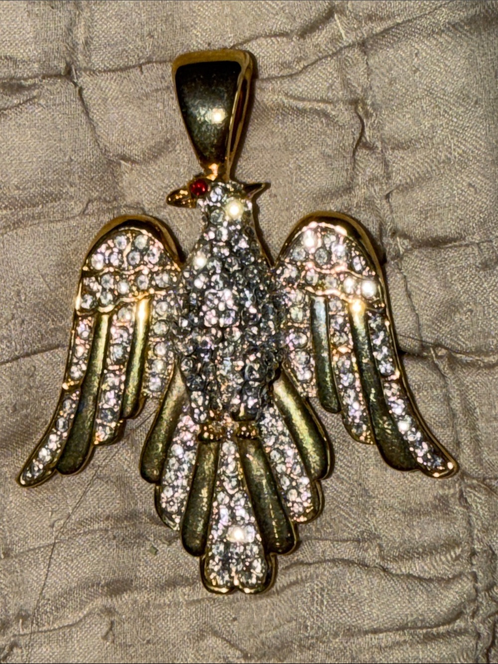 Eagle pendant high gold plated dated 2008?red pace crystal eye